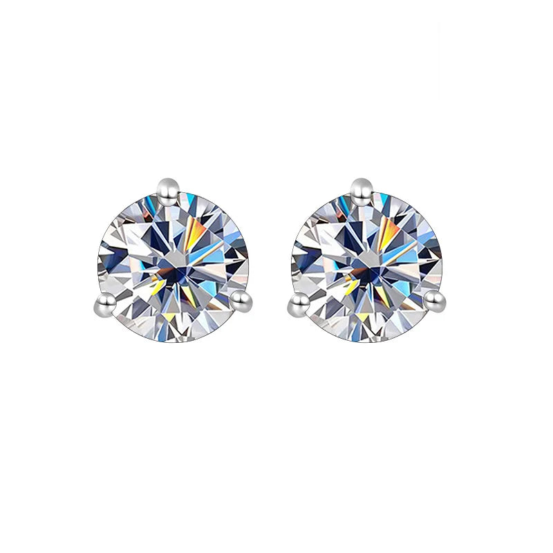 White Diamond Sterling Silver 1CT/2CT Stud Earrings