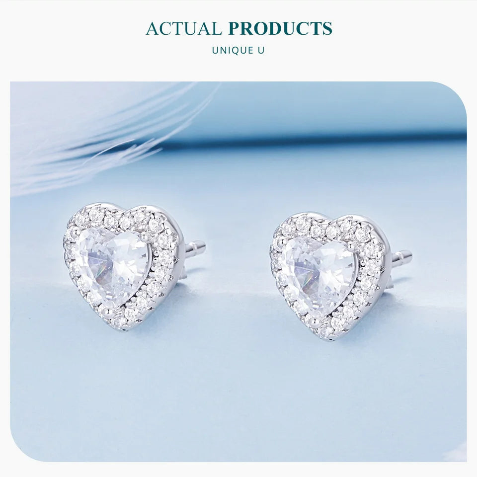 Heart Stud Earrings 925 Sterling Silver