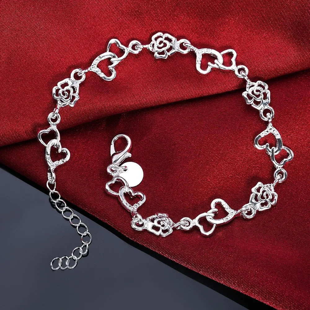 Sterling Silver Bracelet Heart Shape